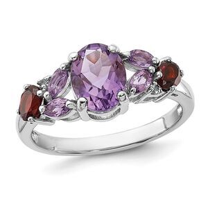 2.15 Carat (ctw) Amethyst, Garnet and Pink Quartz Ring in Sterling Silver